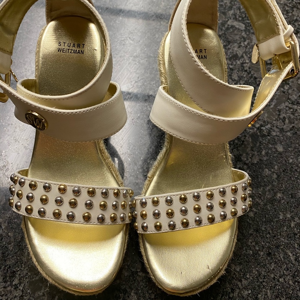 Stuart Weitzman studded wedges size 2